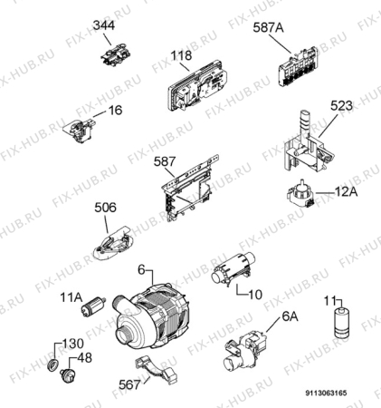 Взрыв-схема посудомоечной машины Husqvarna Electrolux QB6150X - Схема узла Electrical equipment 268